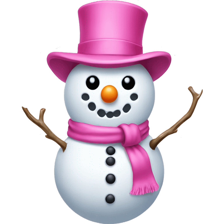 Snowman with a pink bow and a pink hat  emoji