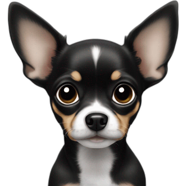 Only Black chihuahua puppy big ears emoji