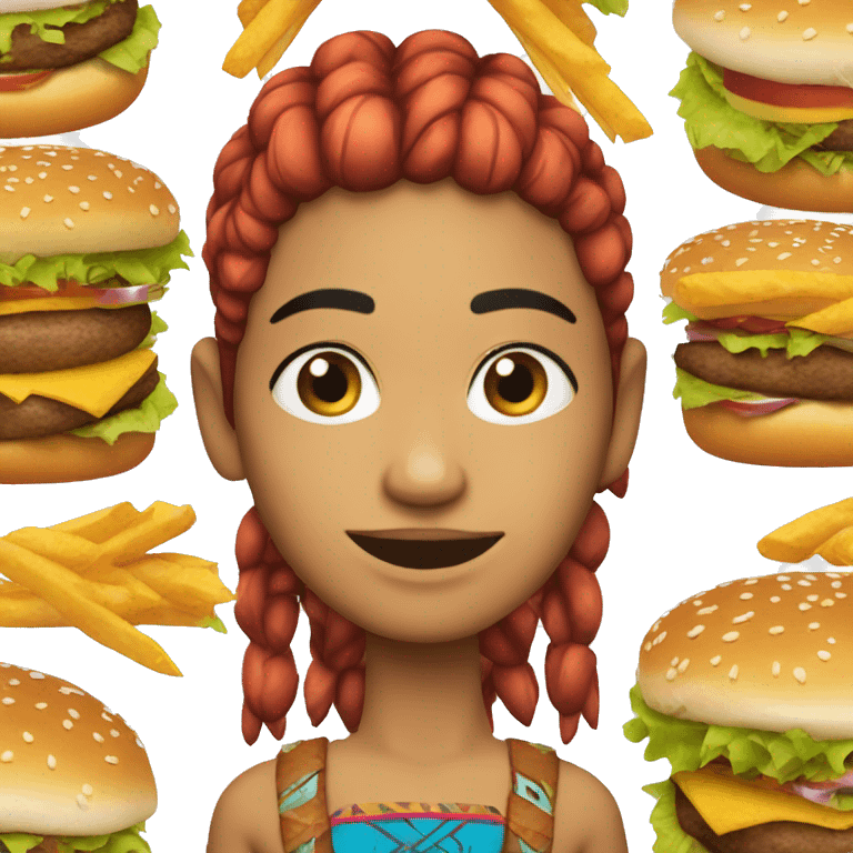 indigena con hamburguesa emoji