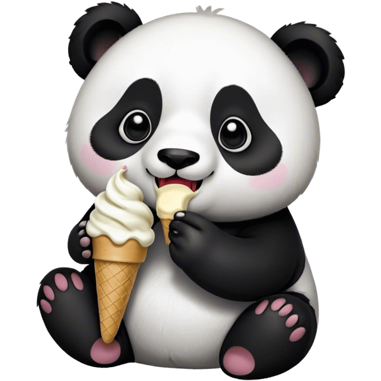 Panda eating ice cream emoji