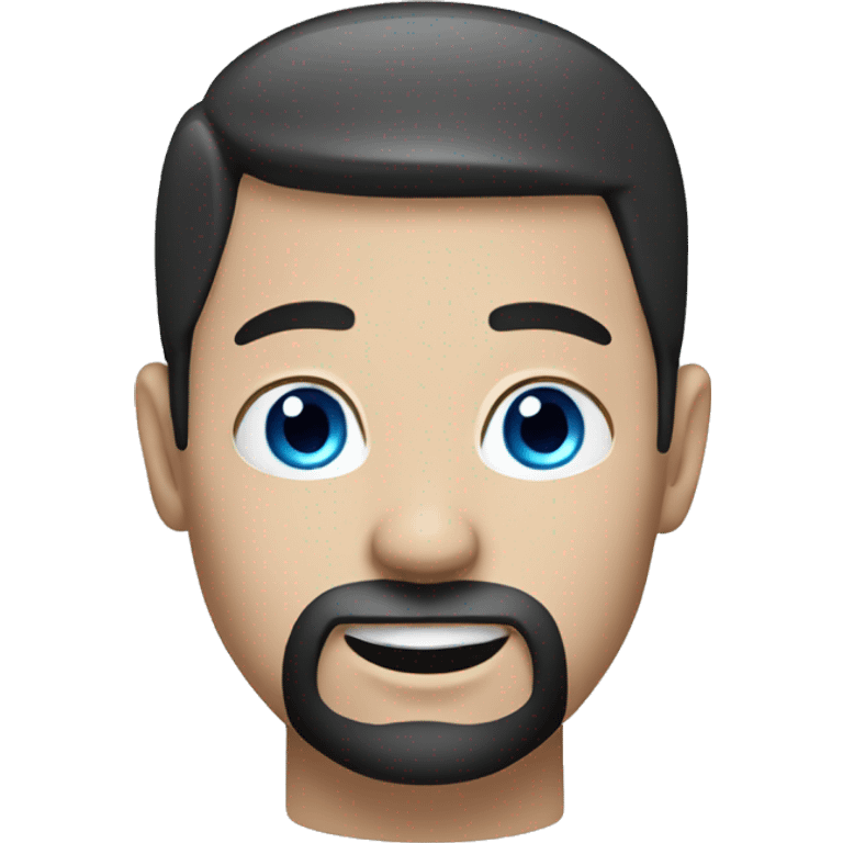 White man with rounded face, blue eyes, circle beard and short black hair emoji