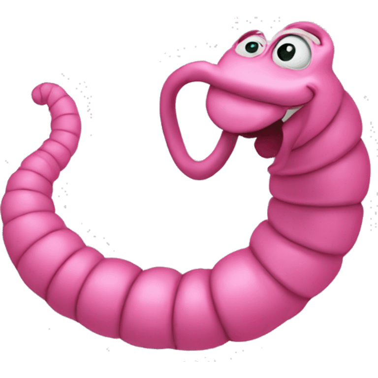 a pink worm smiling  emoji