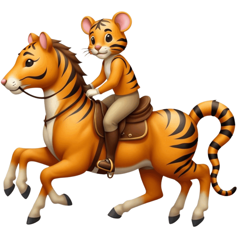 a mouse and a tiger riding a horse emoji