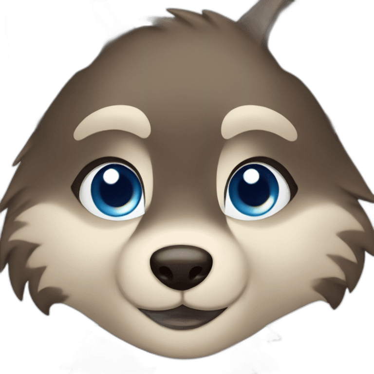 Brown female wolf blue eyes  emoji