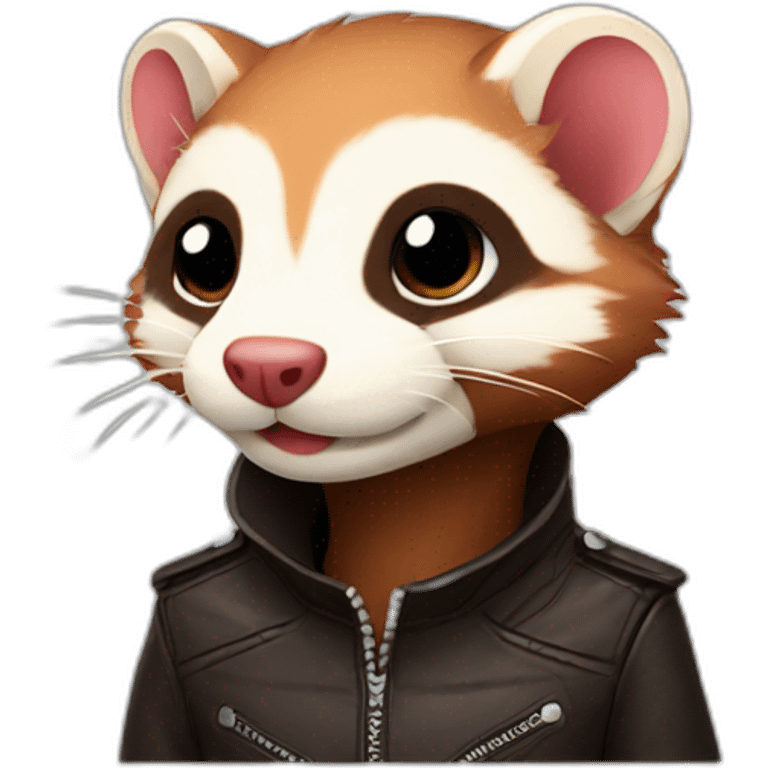 Red ferret wearing leather jacket  emoji