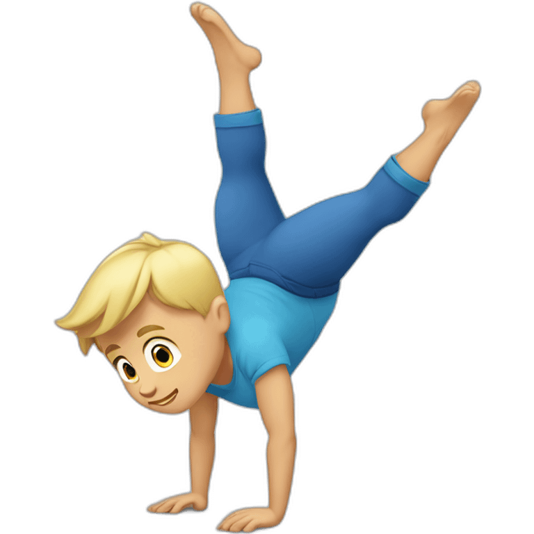 blond muscular man with a blue shirt doing a one arm handstand emoji