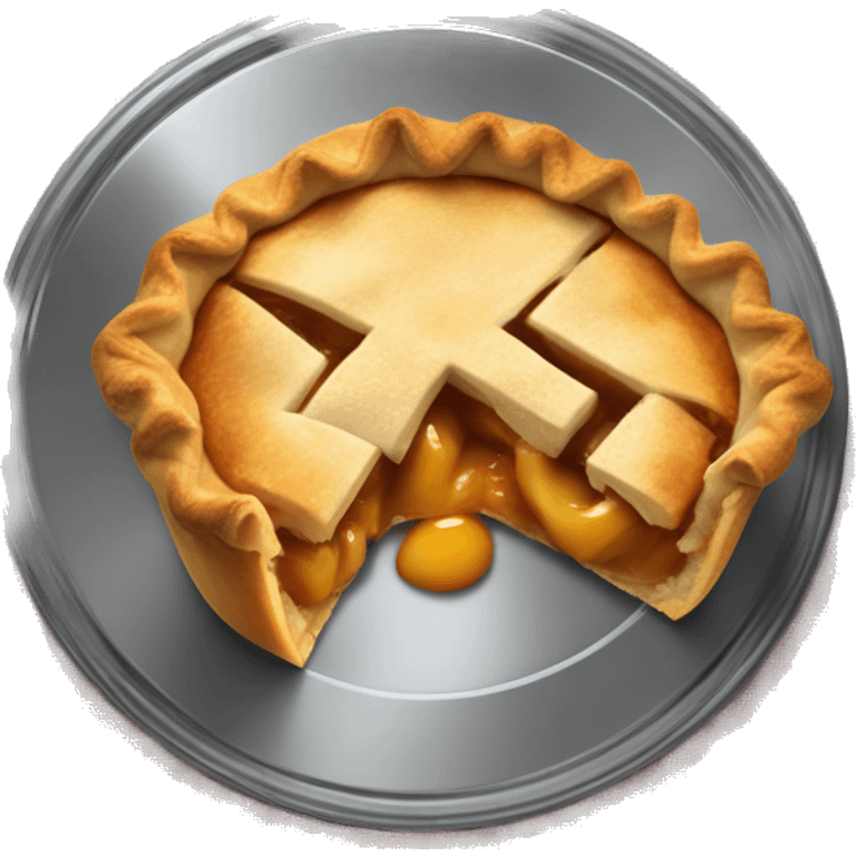 Apple pie on steel with a clawed tablecloth emoji