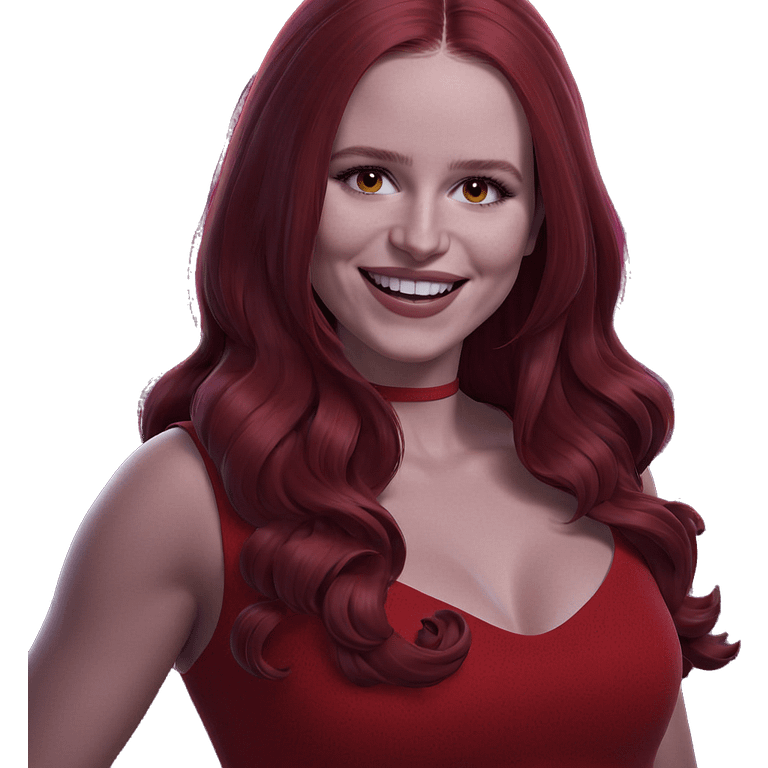 smiling girl in red dress emoji