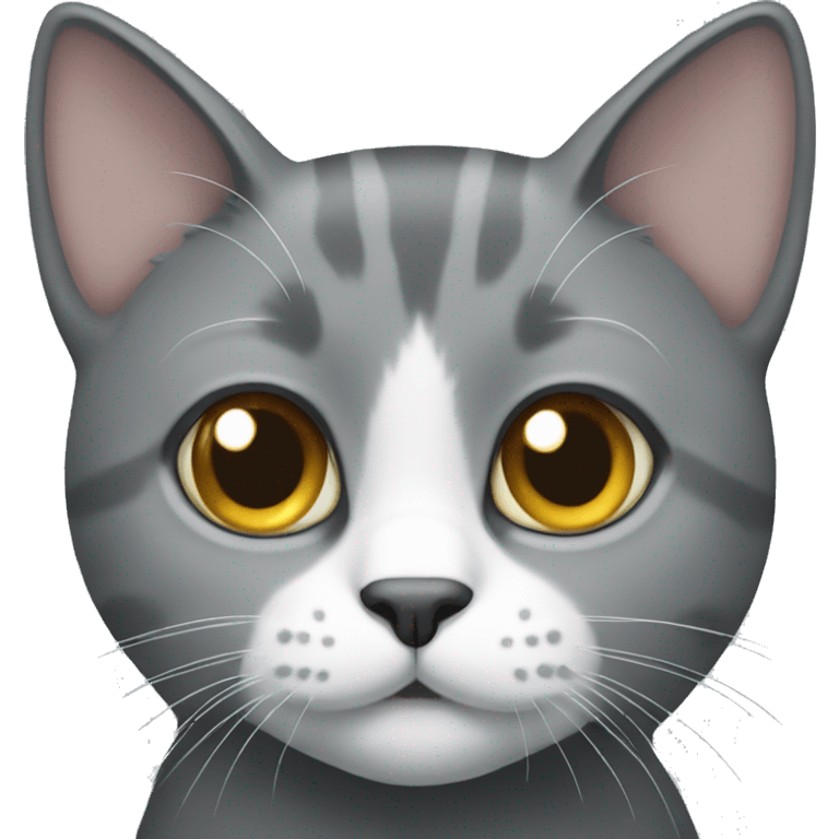 Grey cat with white chin emoji