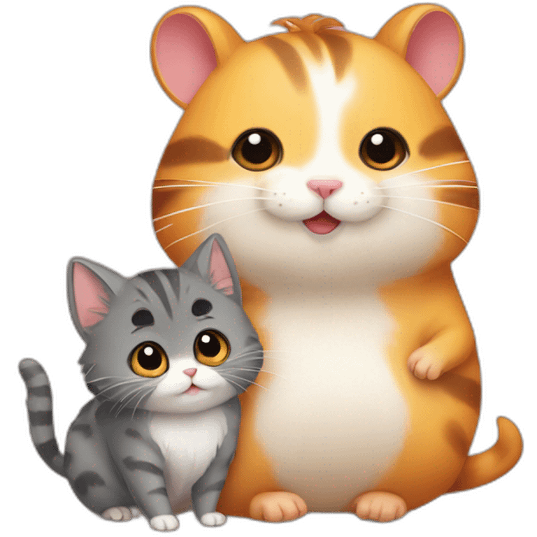  a hamster and a cat who love each other emoji