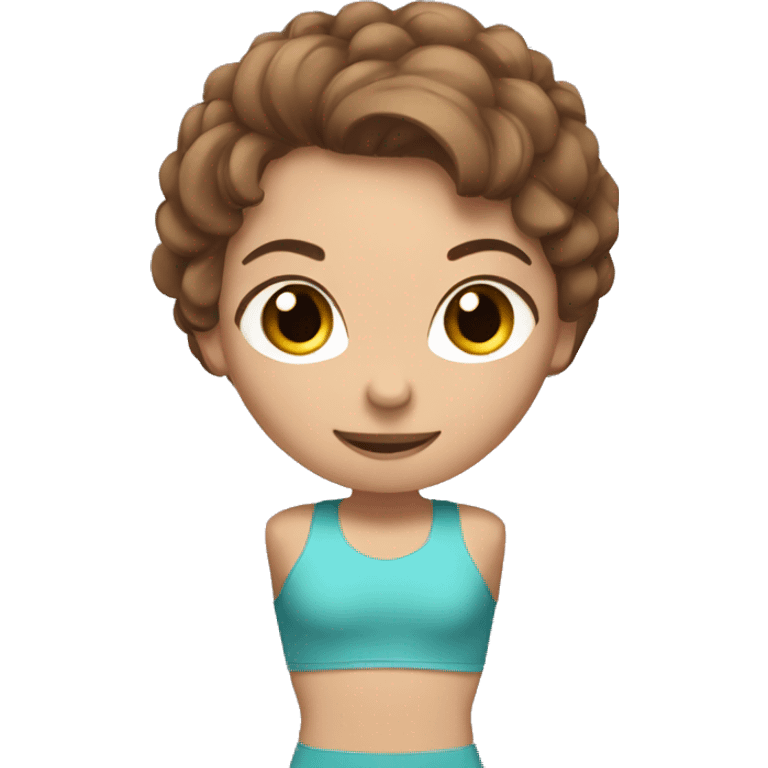 female apparatus gymnastics pose with brown hair emoji