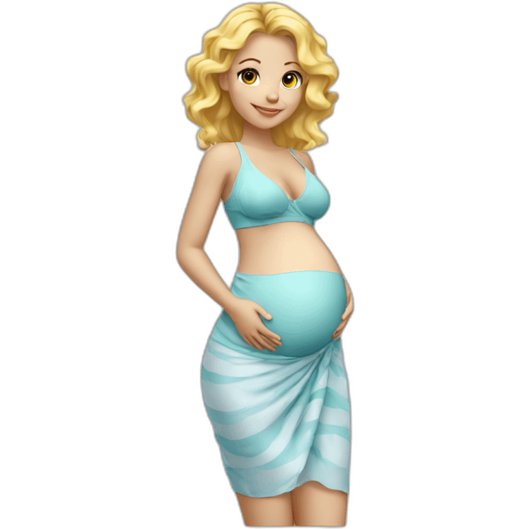 adorable pregnant blond full body women with beach-wave-hair emoji