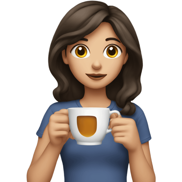 Brunette girl drinking tea emoji