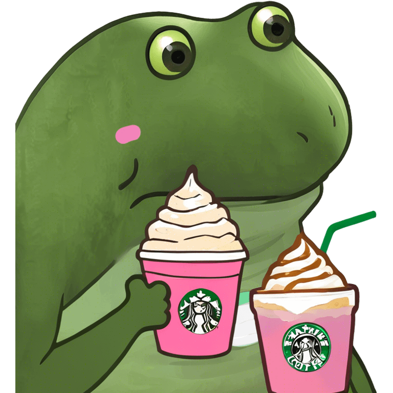 Pink Starbucks drink with Carmel and whipped crème emoji