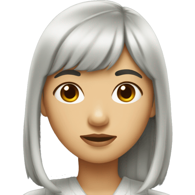 Asian woman with bangs and cockapoo emoji