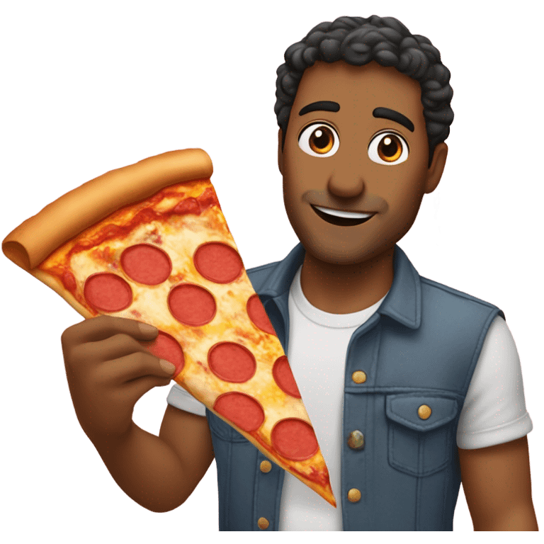 Murat holding a pizza emoji