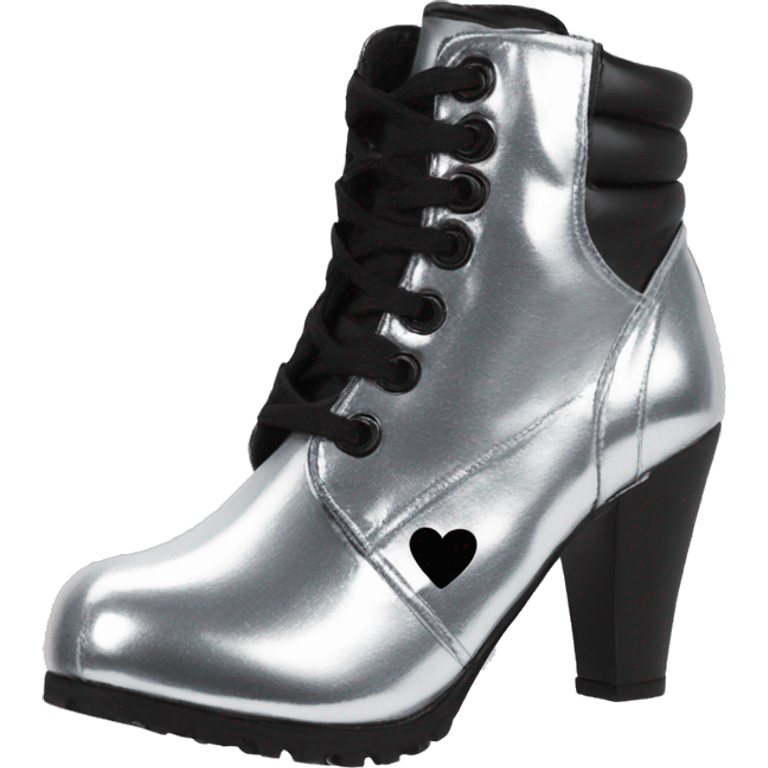 sabrina carpenter silver boots with black heart  emoji