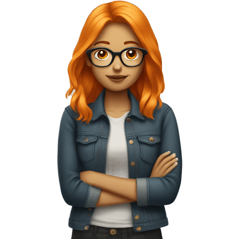 A orange hair young woman dressing glasses emoji