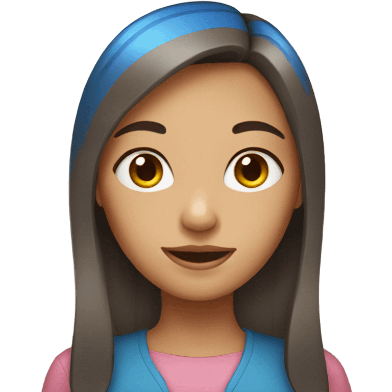 girl with brown hair blue bangs  emoji