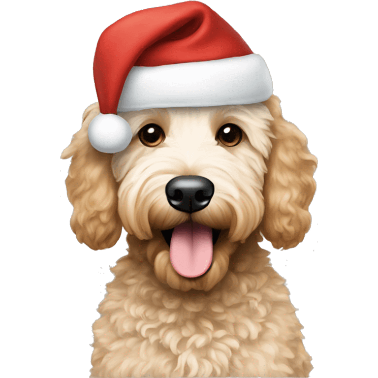 Goldendoodle with Santa hat  emoji