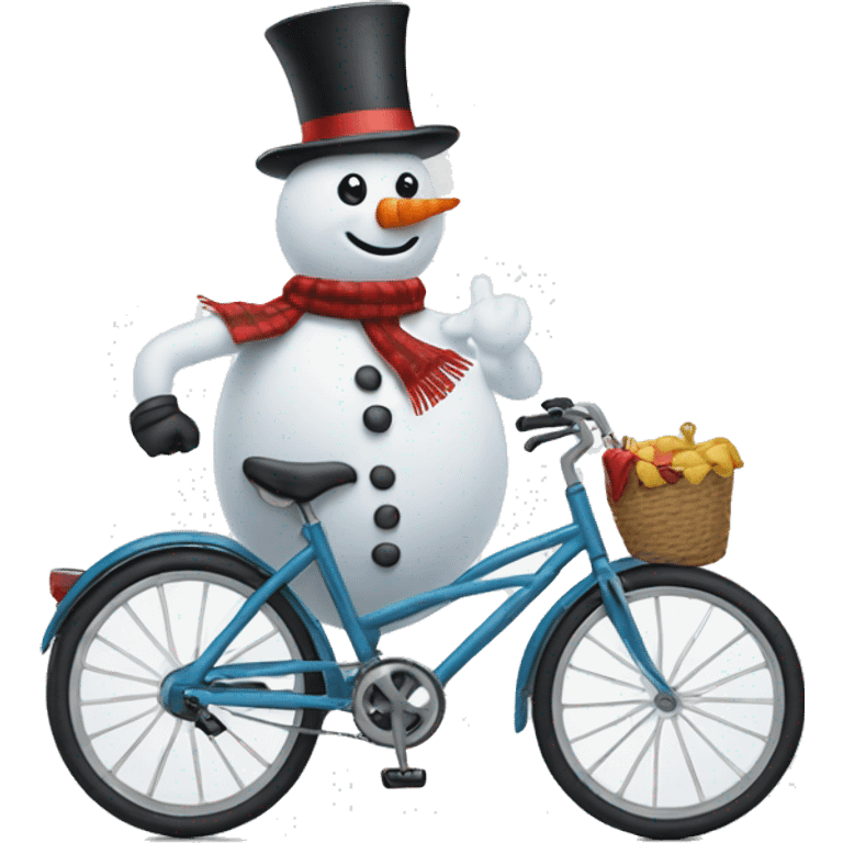 Snowman on a bicycle emoji