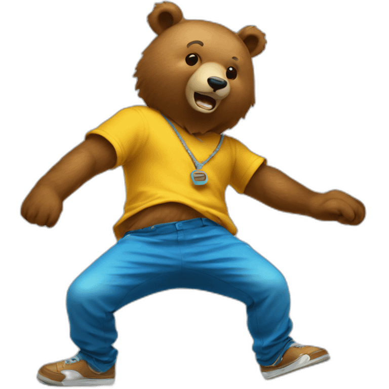 Break dance bear spinning on head emoji