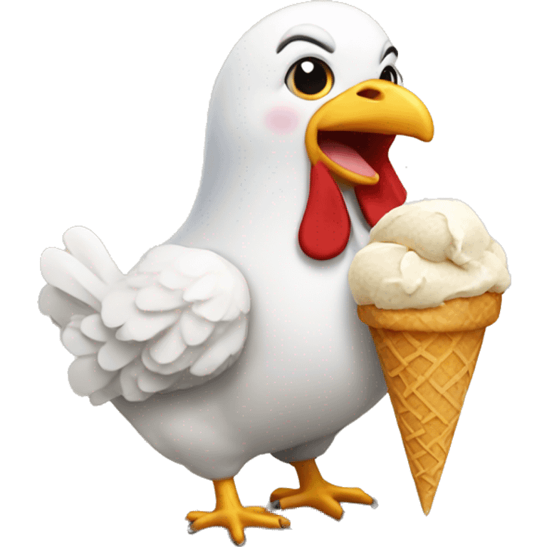 chicken with icecream emoji