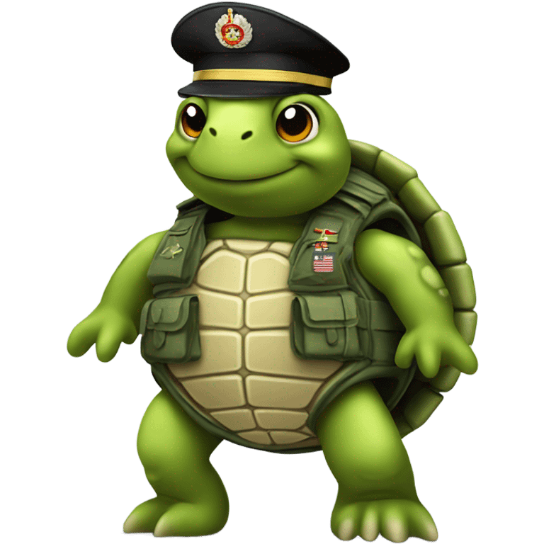 a turtle with a military uniform emoji