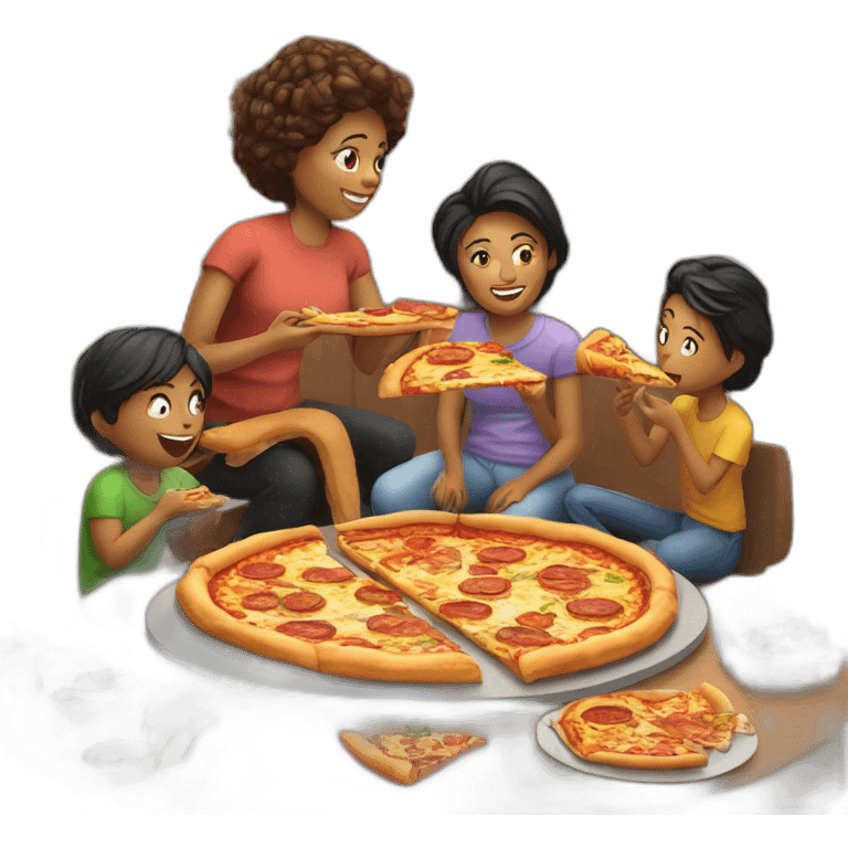 FAMILIA COMIENDO PIZZA emoji