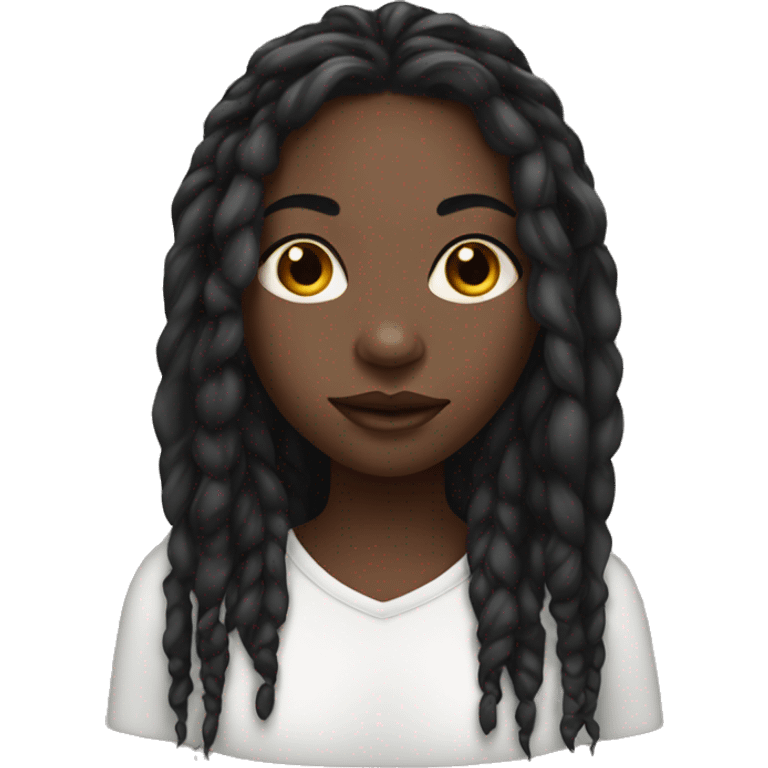 Black girl with long locs, percing in nose and makeup emoji