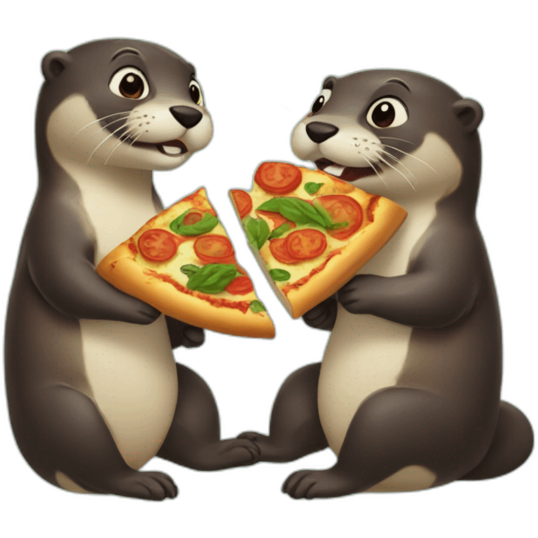 Two Otter eat veggie pizza emoji