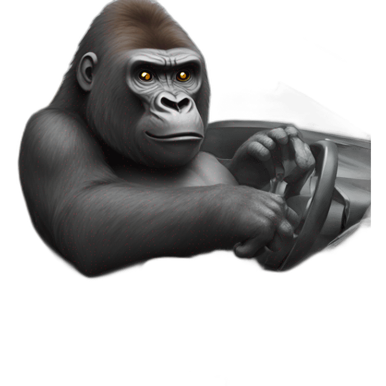 Gorilla driving a Lambo emoji