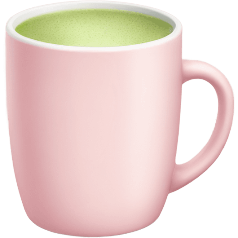 light pink mug of matcha light pink and white emoji