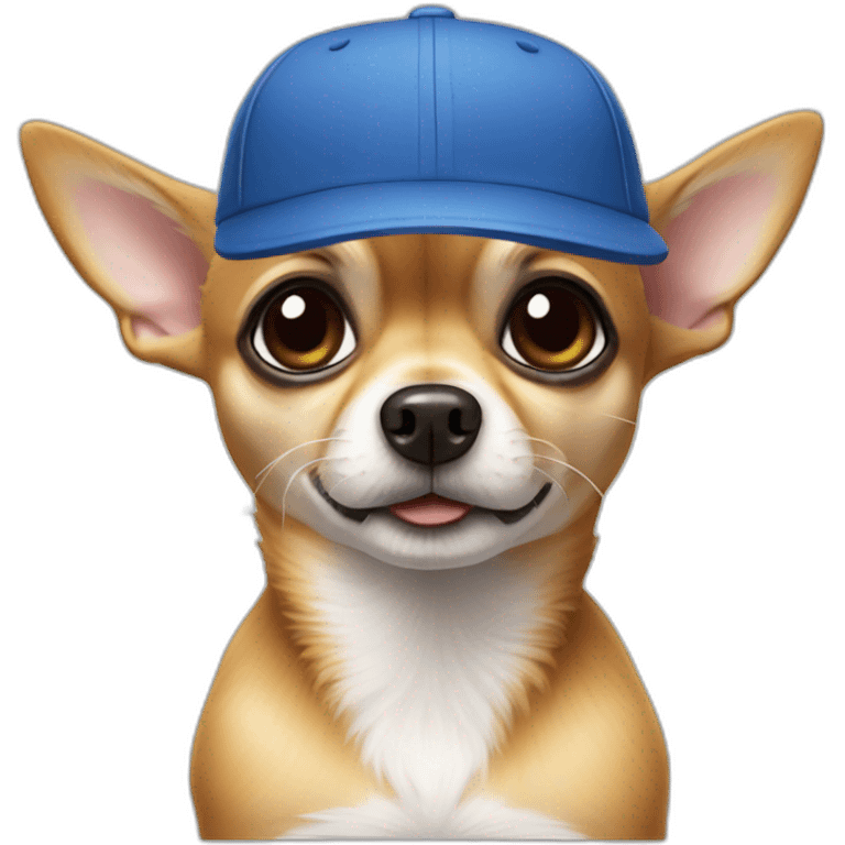 Chihuahua avec une casquette emoji