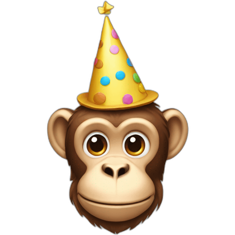 monkey head wearing a small birthday hat emoji