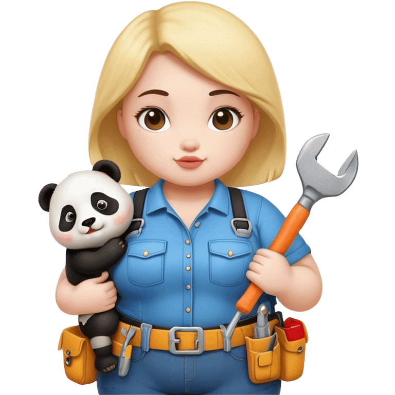 Girl chubby panda with tool belt emoji