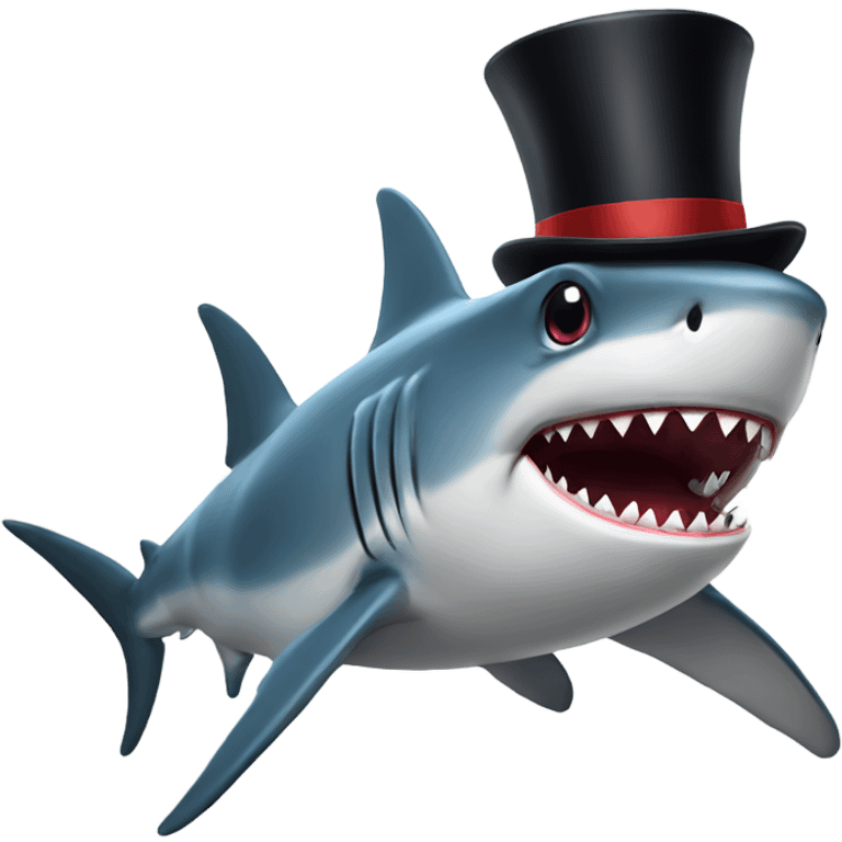 Shark with a top hat emoji