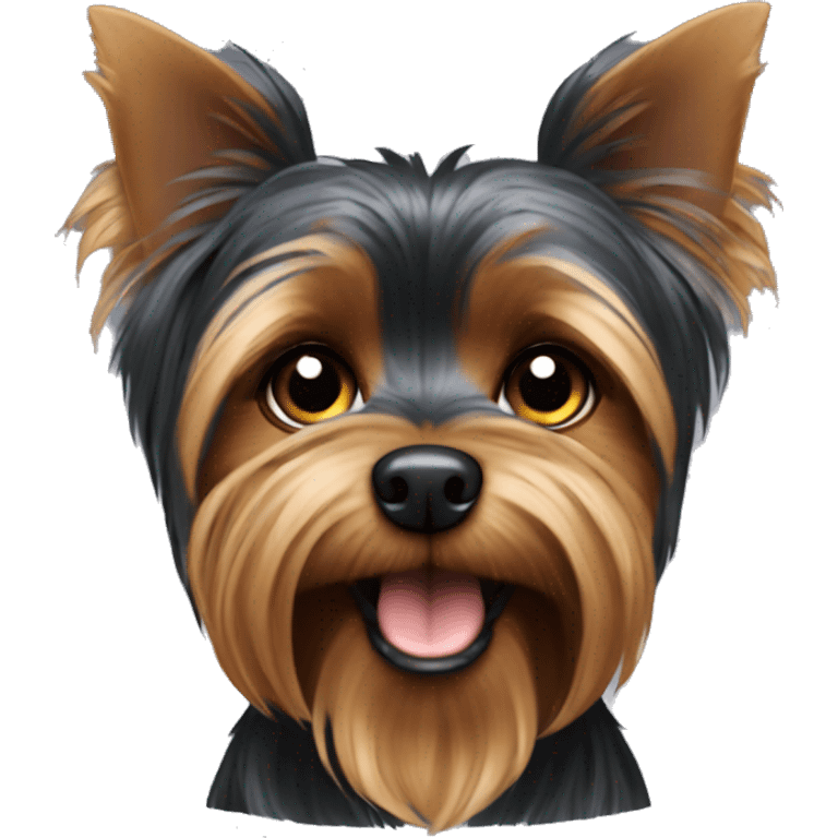 Dark Yorkshire Terrier with hanging ears  emoji