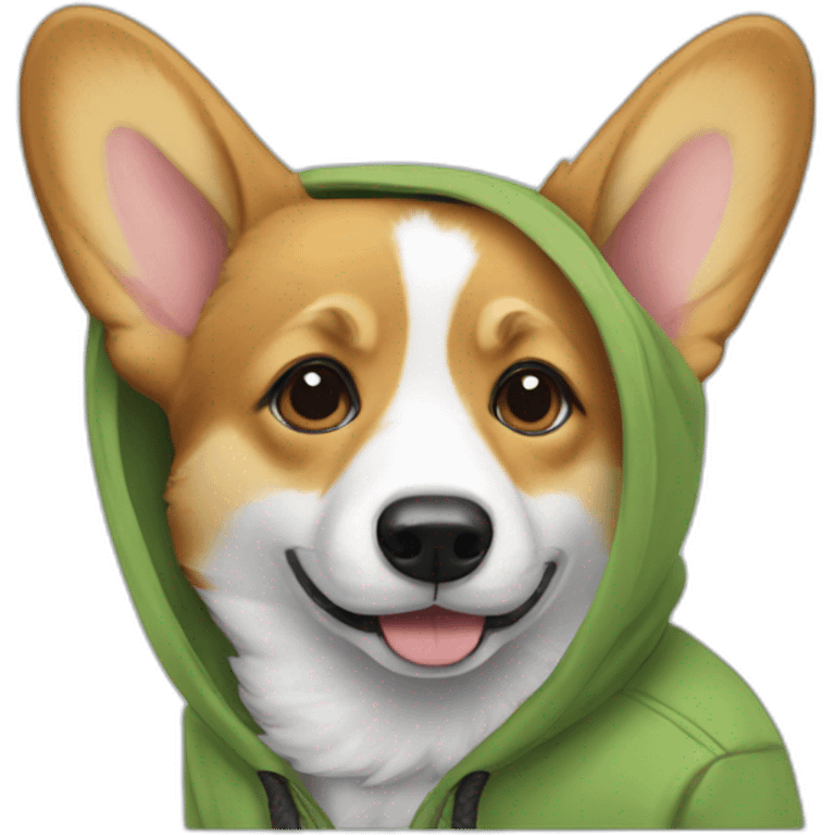 corgi wearing a hoodie emoji