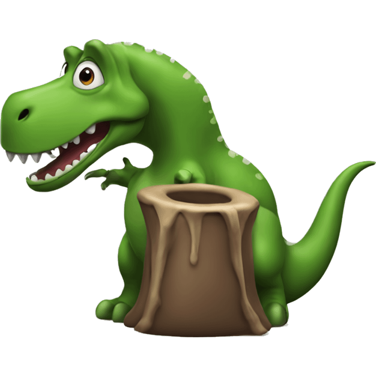 A dinosaur taking a poo emoji