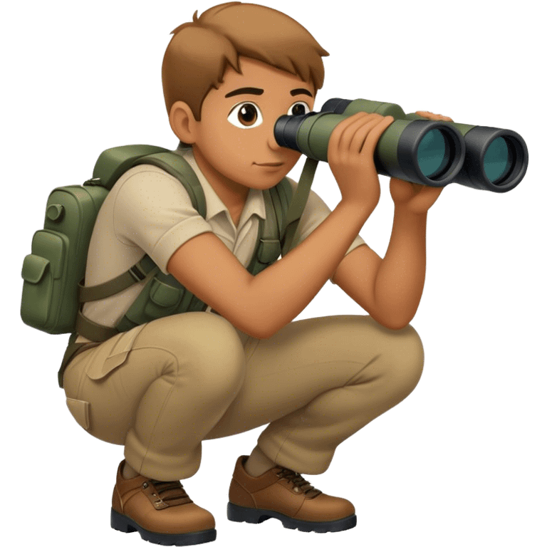 person using binoculars looking forward crouching emoji