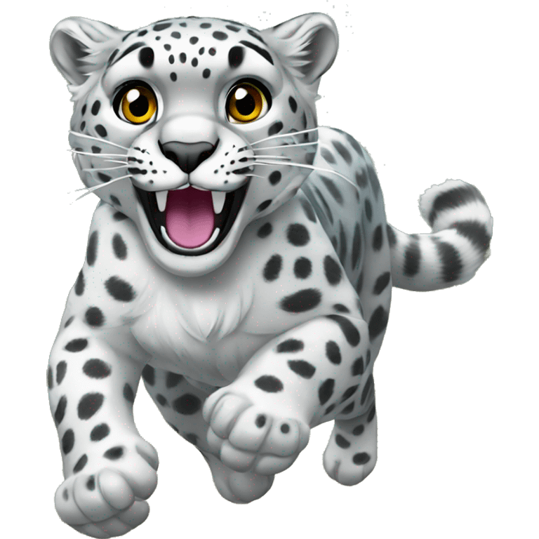 Female Snow leopard running in forest emoji