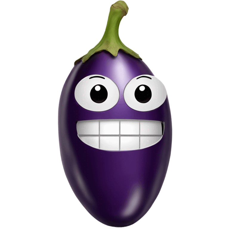 Happy emoji with eggplant in front emoji