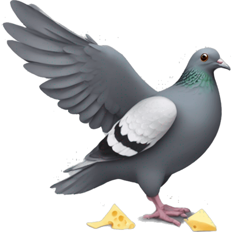 Pidgeon carrying ball of cheese by feet emoji