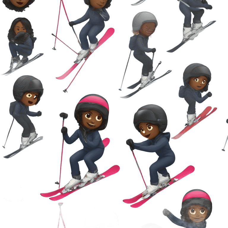 black girl skiing emoji