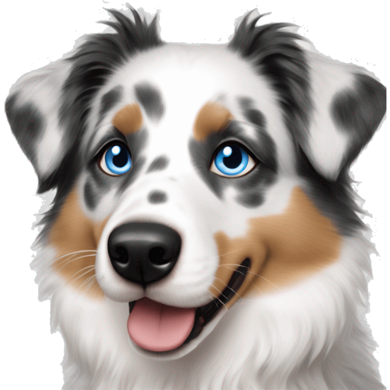 Double Merle Australian shepherd blue eyes and black eyeliner emoji