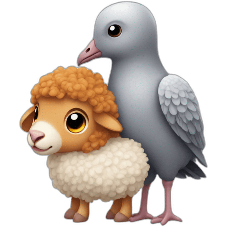 Ginger sheep hugging a pigeon  emoji