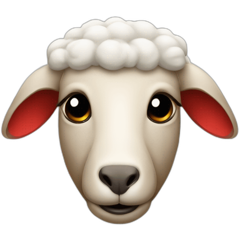 A sheep head with cross eyes in a red puddle emoji