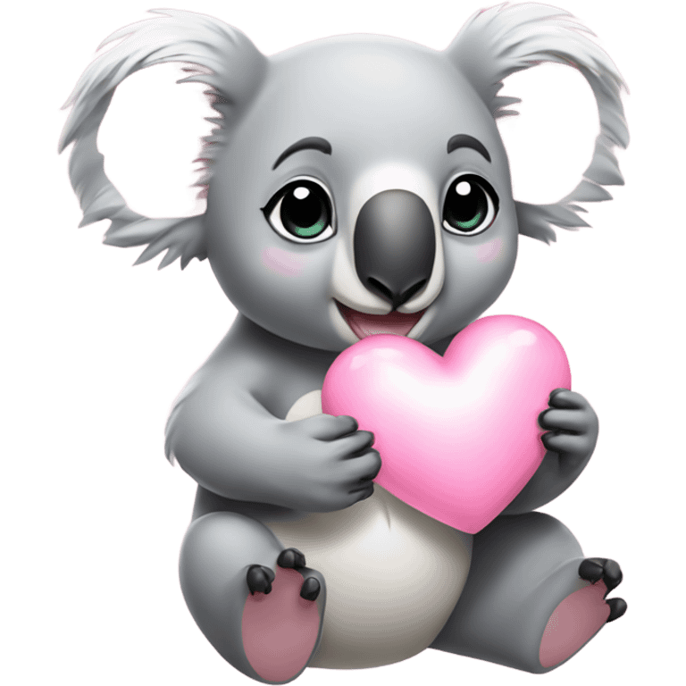 Koala holding light pink heart emoji