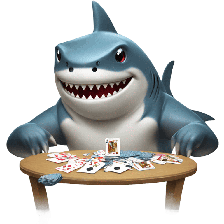 Shark playing a game of cards emoji